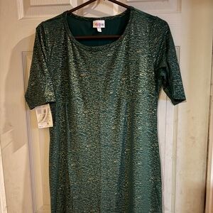 Julia LuLaRoe Medium nwt green and gold dress